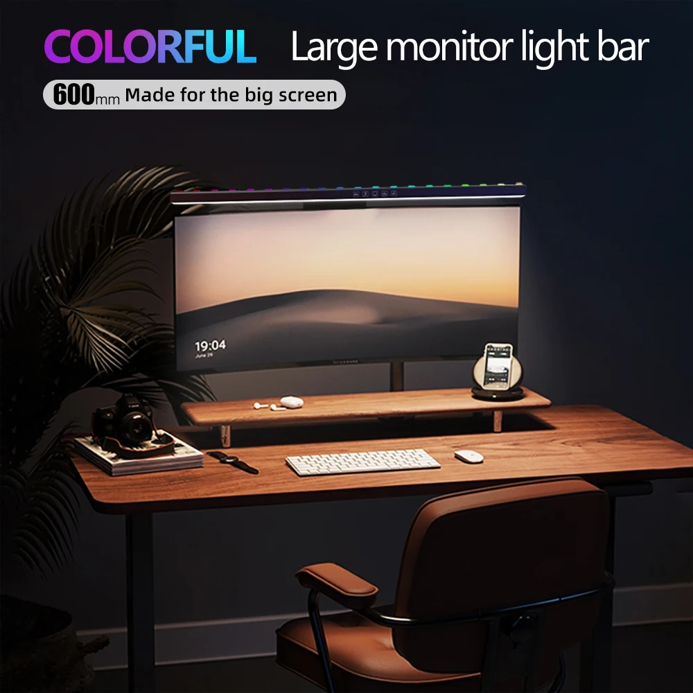 Imagem -06 - Rgb Led Monitor de Computador Barra de Luz Ritmo de Música Luz de Suspensão de Tela Atmosfera de Escurecimento Lâmpada da Noite para Jogo Estudo Trabalho 60cm