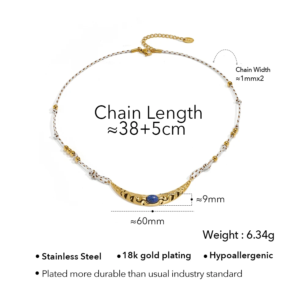 ENFASHION Para Mujer Braided Rope Sapphire Pendant Necklace For Women's Stainless steel 18K Plated Gold Fashion Jewelry P253629