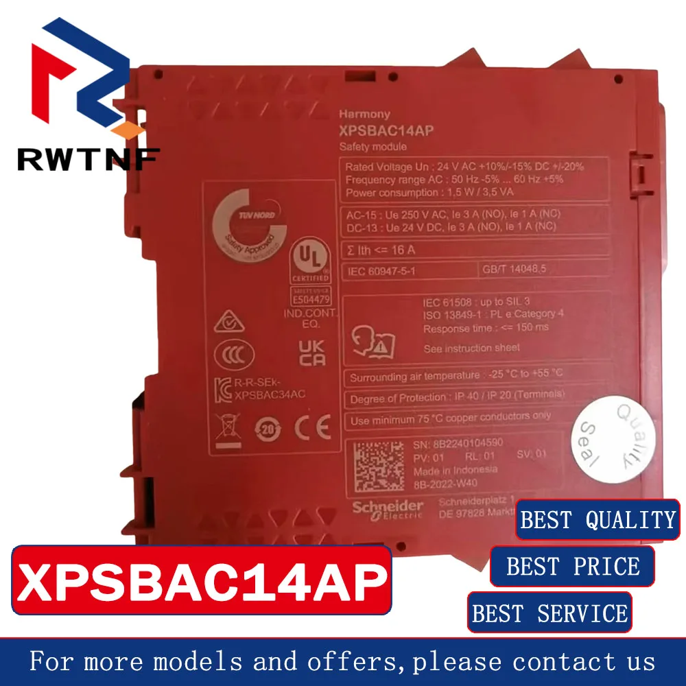 Brand New Genuine XPSBAC14AP Schneider Safety relay module,100% original warehouse stock