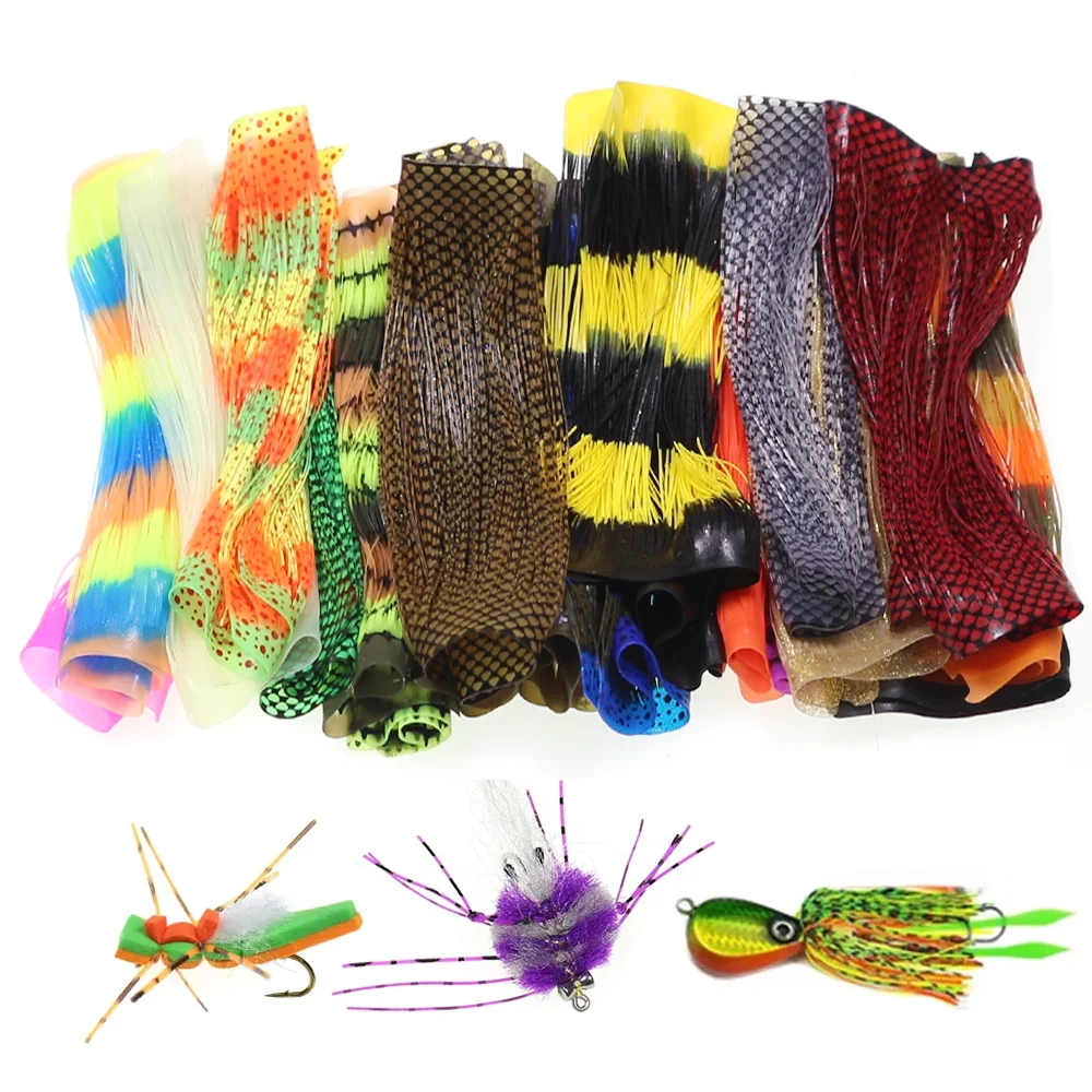 2 folhas de silicone para pernas de borracha, material para atado de moscas, para Grasshopper Poppers, Jig Lure, Spinner Bait, Trailer e Buzzbait