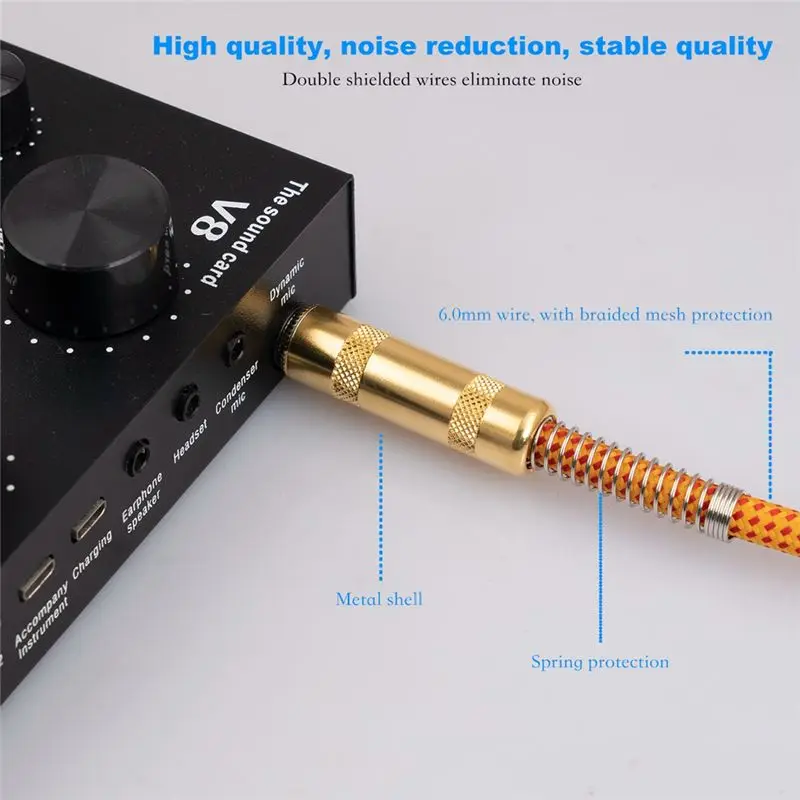 AA60 Guitar Instrument Cable 10FT 1/4 Inch Right Angle to Straight 6.35mm for Bass for AMP Keyboard