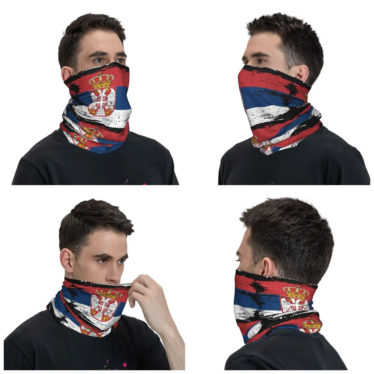 Serbia Flag Bandana Neck Gaiter for Hiking Camping Women Men Wrap Scarf Serbian Proud Headband Warmer