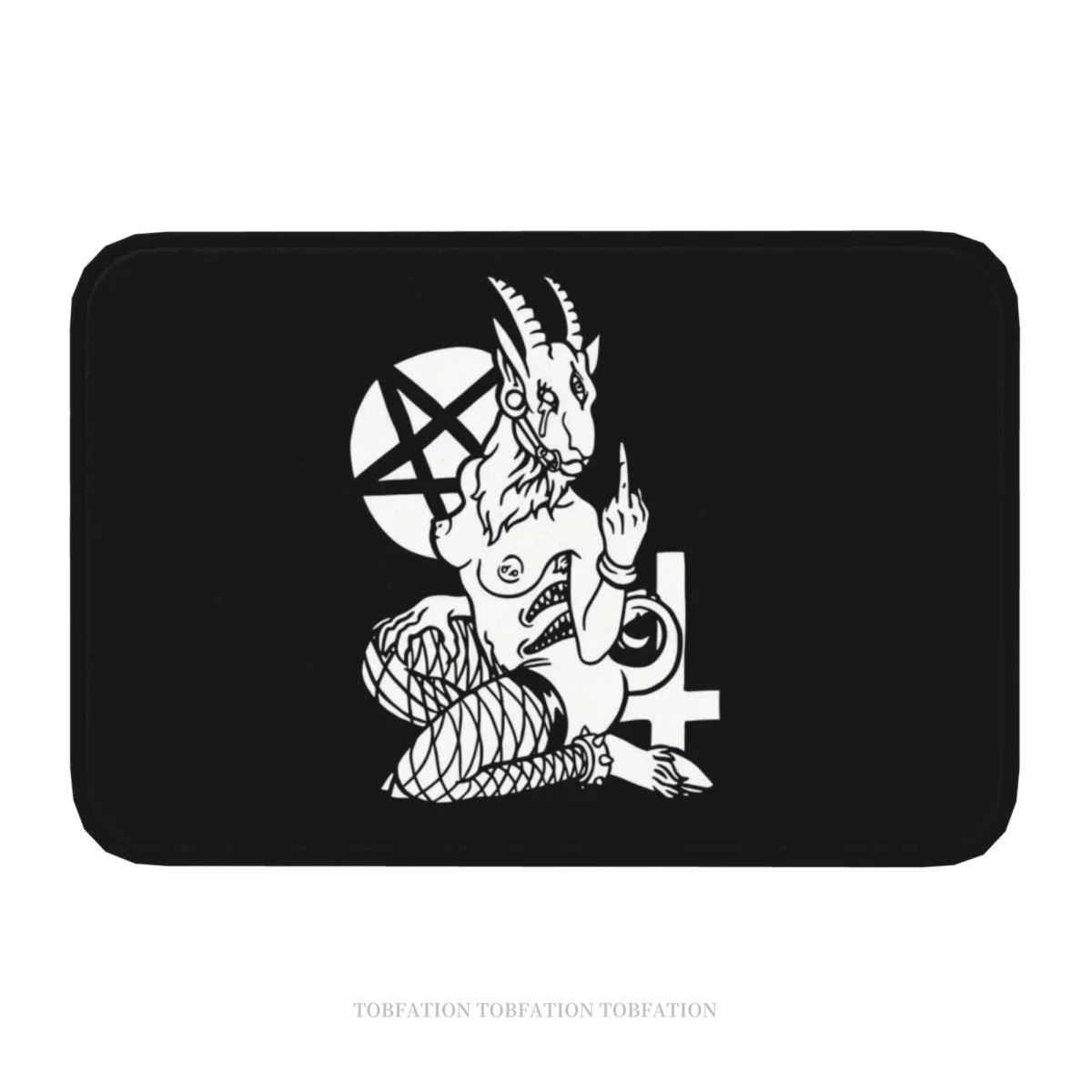 Anti-Slip Doormat Bath Mat BDSM Sigil Of Baphomet Goat Of Mendes Satan Dark Floor Carpet Entrance Door Rug Indoor Decor