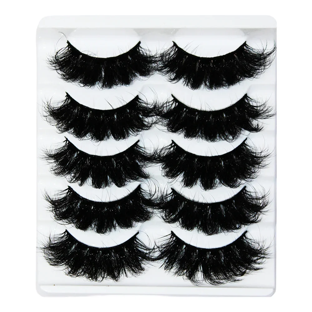 Thick Dramatic Faux Mink Eyelashes - 5 Pairs of Fluffy 3D Lashes for Dramatic Volume