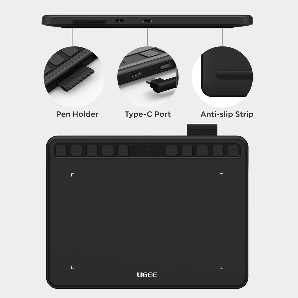 UGEE S640 Draw Graphic Tablet with Stylus 6.3x4 Inches Drawing Digital Pen Tablet for Linux Mac Windows Android OSU