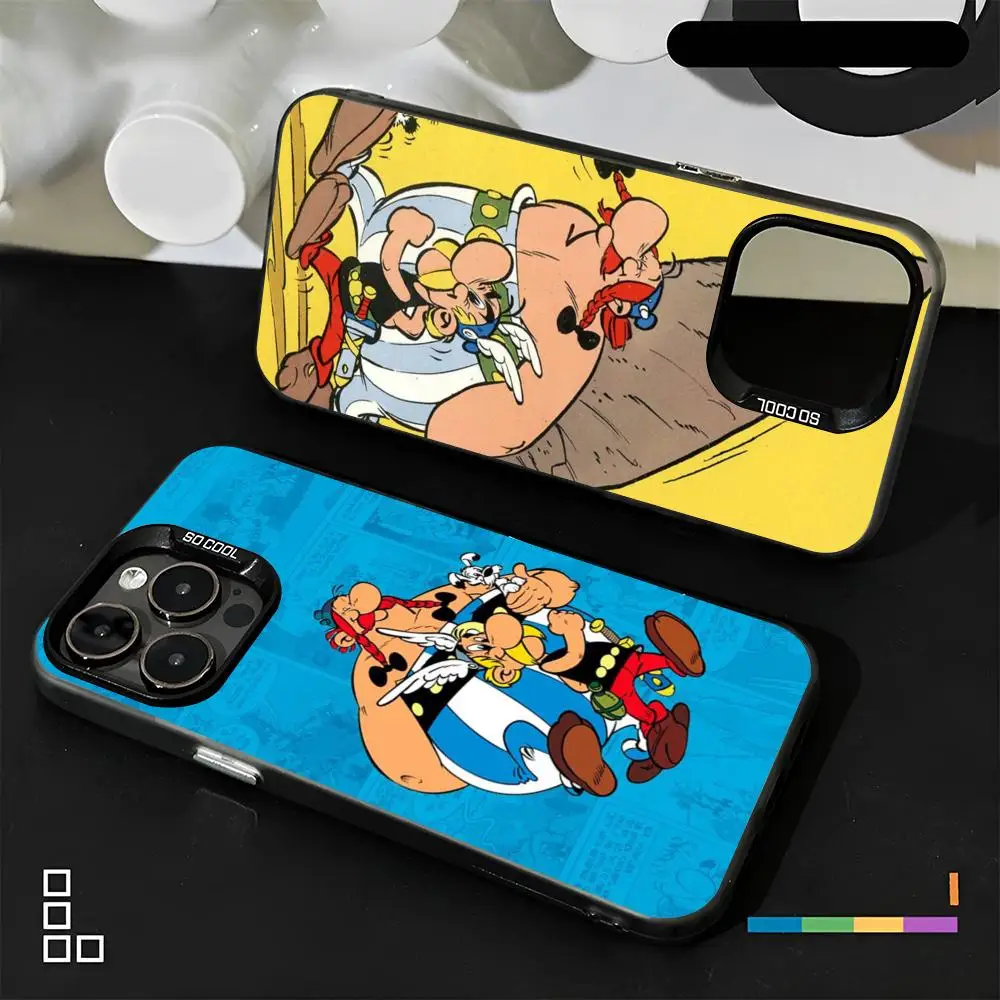Funda de teléfono Asterix o-obelix color plata mate para iPhone 16 15 14 13 12 11 Pro Max Plus XS X cubierta dura a prueba de golpes