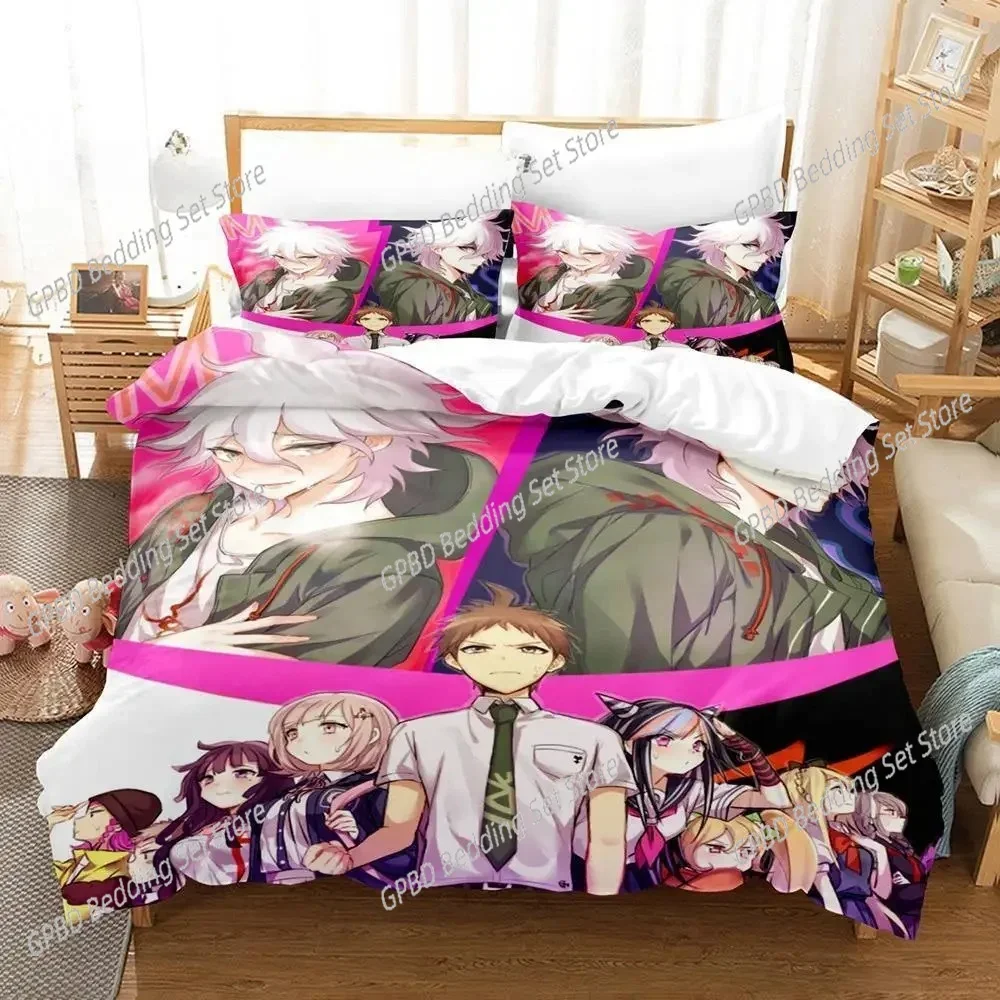 Fashion Anime Danganronpa 3D Bedding Set Duvet Cover Pillowcases Single Twin Full Queen King Size Home Decor Quilt Boys Gift