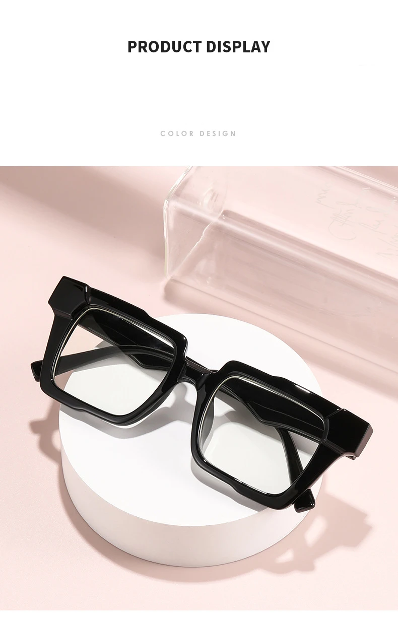 Lichtempfindlicher, farbwechselnder Spiegel, personalisierter, farbblockierender, flacher, heller Spiegel, Retro-Myopiebrille mit quadratischem Rahmen 6132 – Detail 7