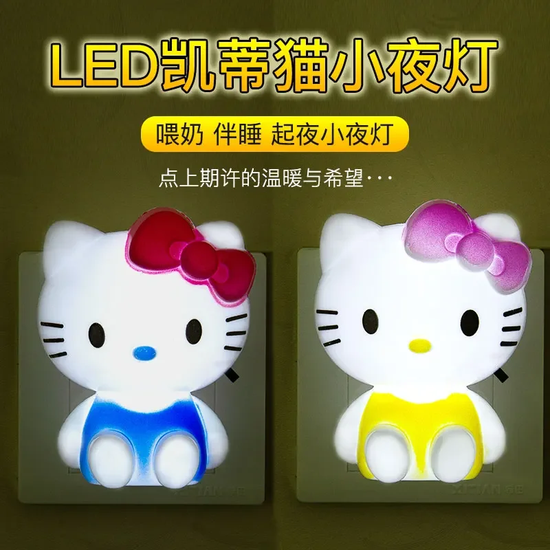 Sanrio HelloKitty Socket Night Light Cute Anime Soft Light Bedroom Bedside LED Lights Room Decoration Children Toy Birthday Gift