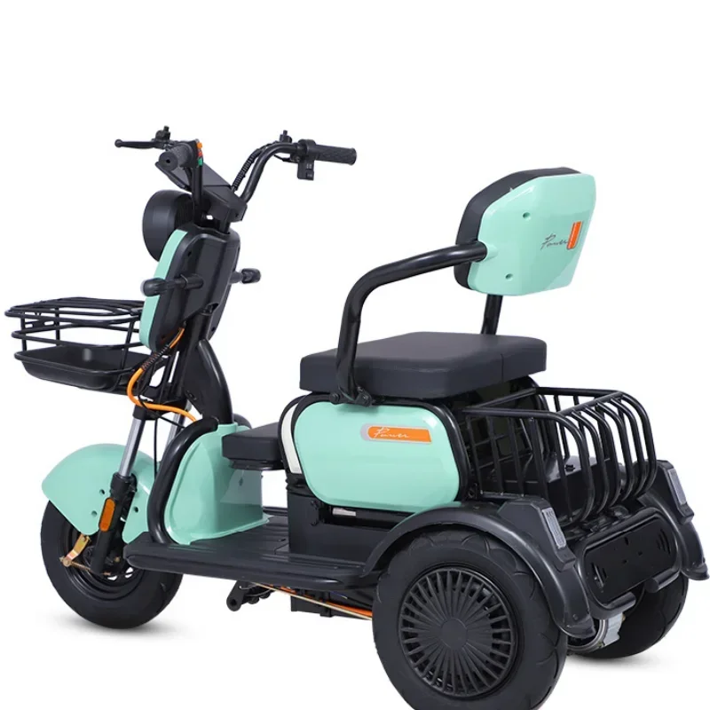 3 Wheel Electric Tricycles For Adults 1000W Parents Child Electric Scooter For Elderly With Front Rear Baskets Adjustable Seat