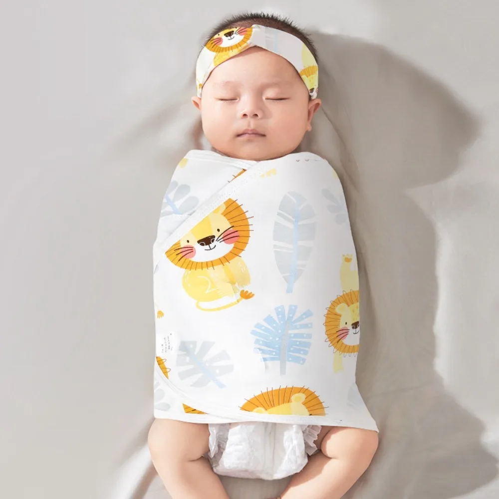 

Soft Anti-startle Sleeping Bag Cotton Single Layer Swaddle Blanket Cartoon Newborn Wrap