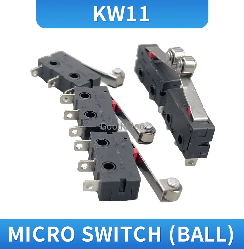 5pcs  KW11 Small micro limit switch mechanical stroke 5A 125/250V~10T85 self-reset foot