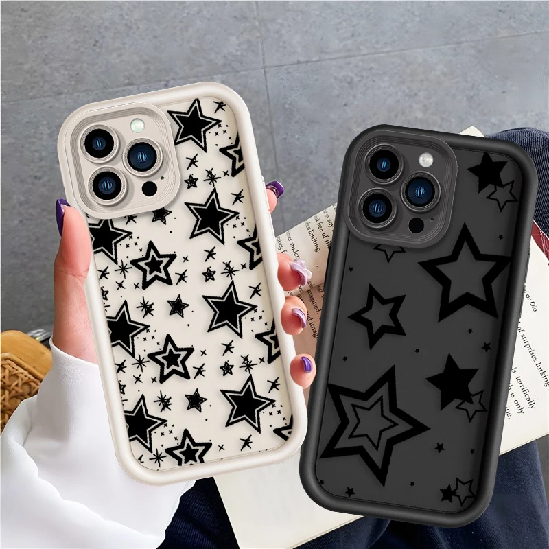 Art Five-pointed Star For Apple iPhone 15 14 13 12 11 Mini XS XR X 8 7 Pro Max Plus Soft Eye Ladder Phone Case