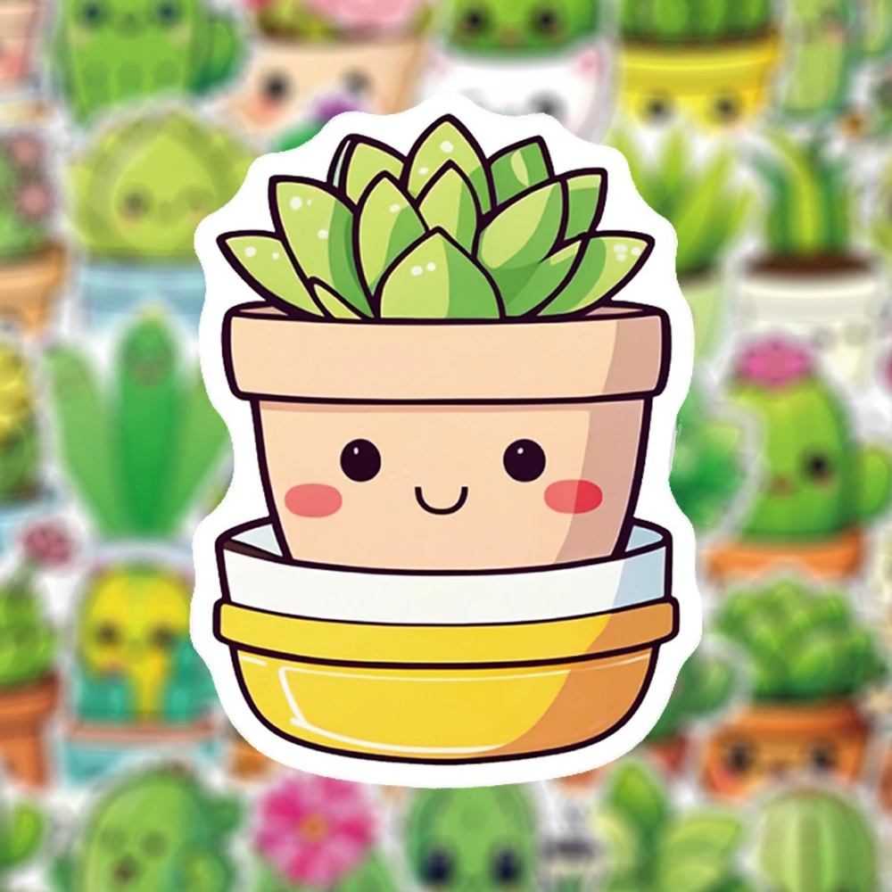 10/30/50pcs Cactus and Succulent Plants Cartoon Stickers Cute Graffiti Decals DIY Notebook Phone Suitcase Kawaii Sticker Decor