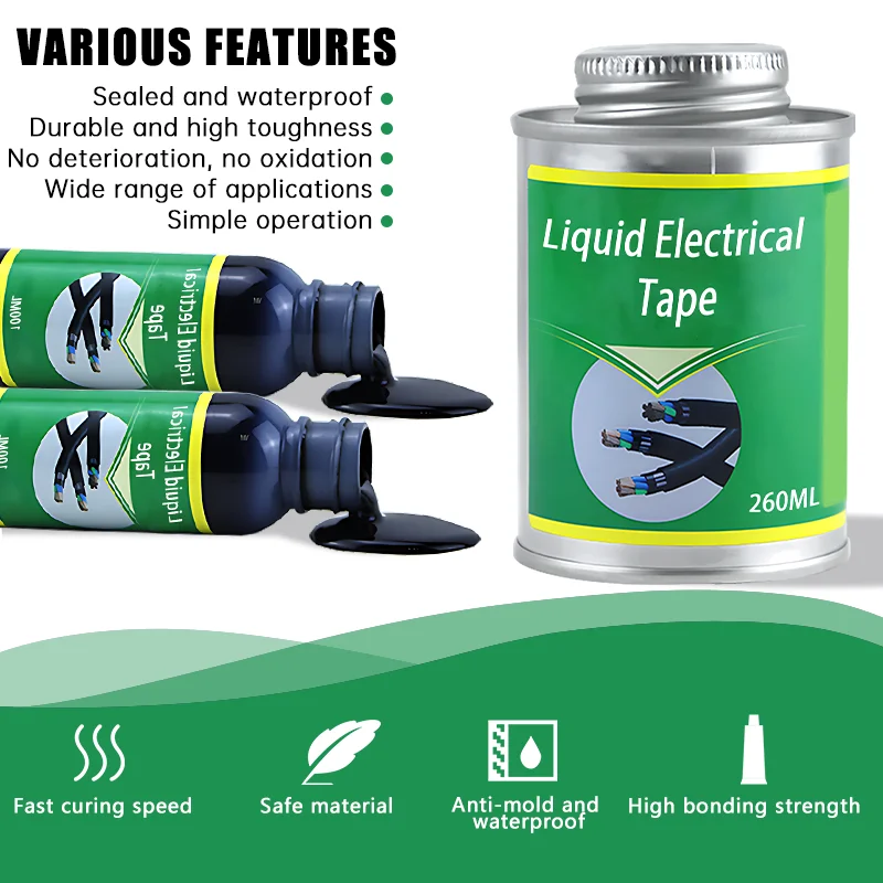 100ml/260ml Waterproof Liquid Electrical Tape Insulating Tape Rubber Liquid Insulation Wire Cable Coat Fix Line Glue Sealant