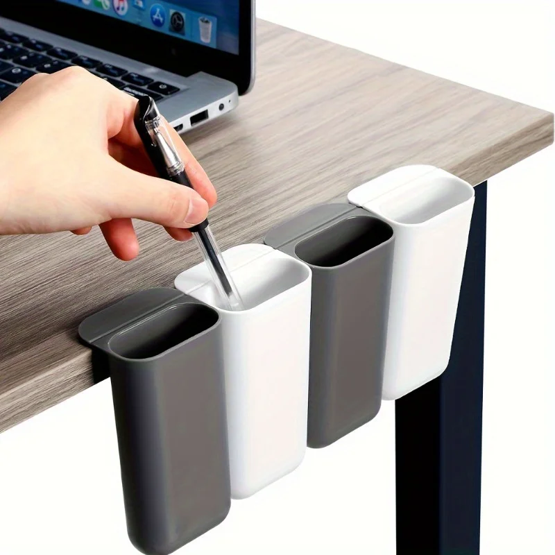 2 pieces tabletop pen holder clip-on pencil storage container office supplies accessories desk organizing set