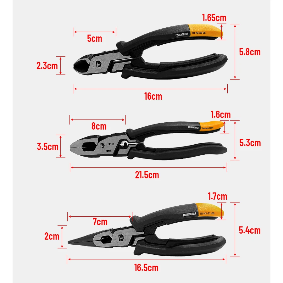 Imagem -02 - Toughbuilt-alicate Multi-funcional Flat Cut Wire Ferramentas Manuais Poupança de Trabalho Corte Diagonal Tb-h33006