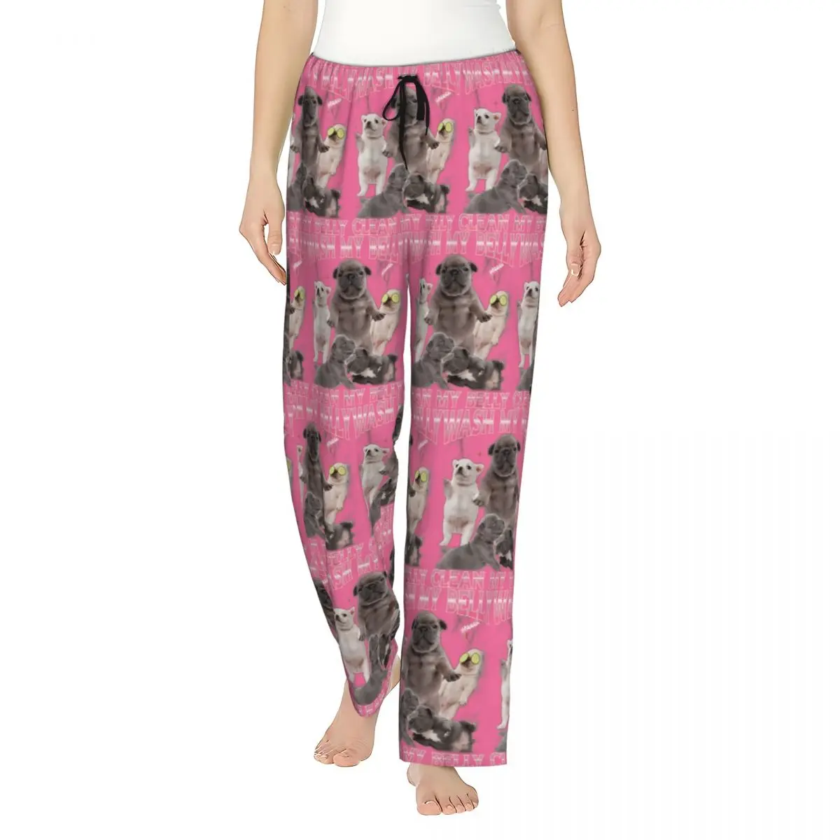 

Women Pyjama Pants Pibble Meme Wash My Belly Loungewear pants Stretch Funny Dog Sleepwear Home