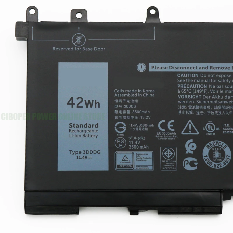 Laptop Battery 3DDDG 42Wh For Latitude E5280 E5480 E5580 5280 5288 5290 5480 5488 5490 5491 5495 5580 5590 Precision 3520 3530