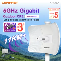 COMFAST 11KM-25KM 900Mbps 5.8G Extérieur CPE Longue Portée I-Wireless Bridge WiFi Point D'accès 26dBi Antenne Nanostation CF-E319A