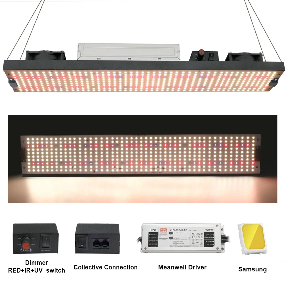 Imagem -03 - Full Spectrum Led Grow Light para Plantas de Interior Quantum Sam-ng Regulável Placa Led Phytolamp uv ir Ligar Desligar Lm301h 320w