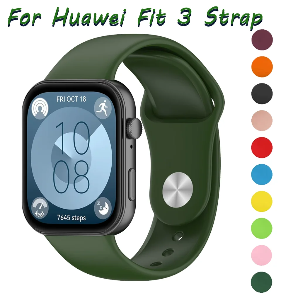 

Silicone Strap for Huawei Watch Fit 3 Band Accessories Replacement Sport Correa Comfortable Bracelet for Huawei Watch Fit 3 Belt