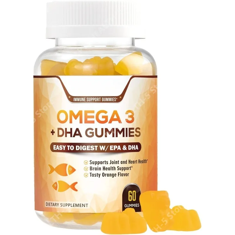 

Omega 3 Fish Oil Gummies - 3X Strength Heart Healthy Omega 3 Gummy Supplement with High Absorption DHA & EPA 60 Gummies