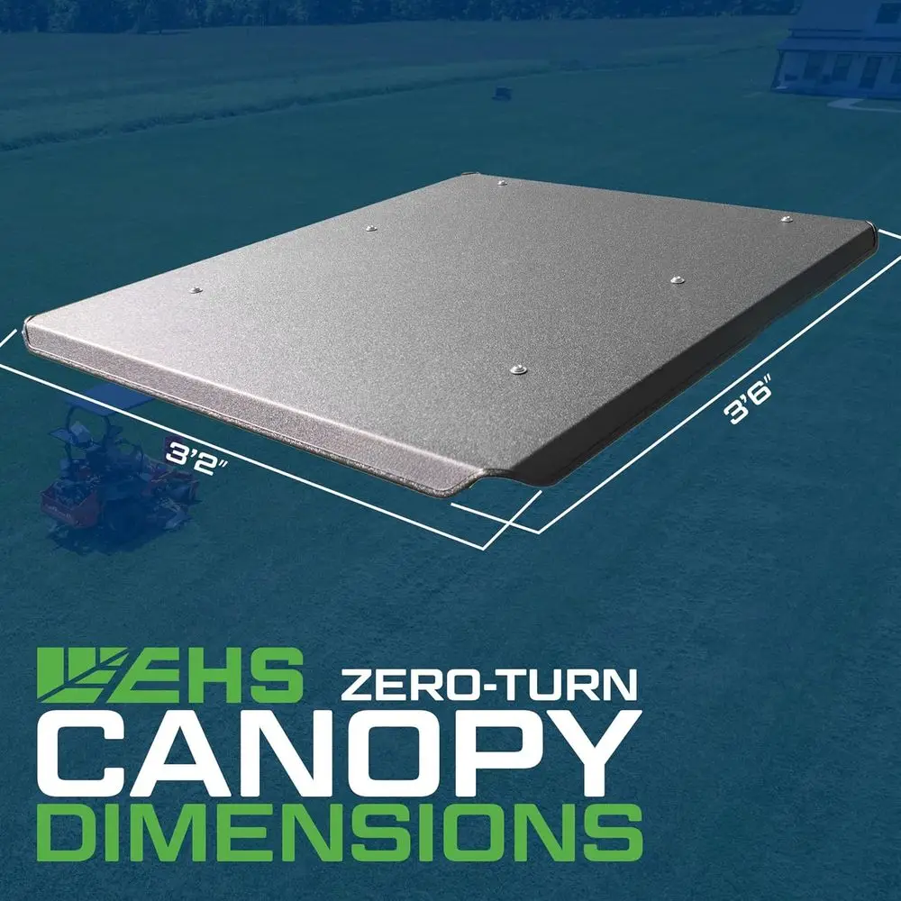 Universal ROPS-Compliant Mower Canopy, 1.5-3 Steel Frame, Easy Assembly, Black Roof, Fits Most Mowers