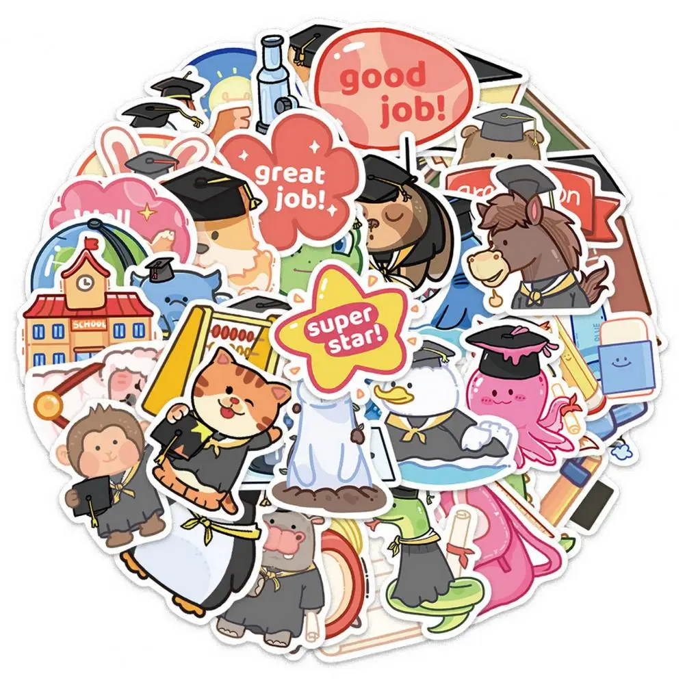 Cartoon Stickers PVC Self-adhesive Bright Color Handbook Laptop Stationery Sticker Suitcase Sticker Wide Application