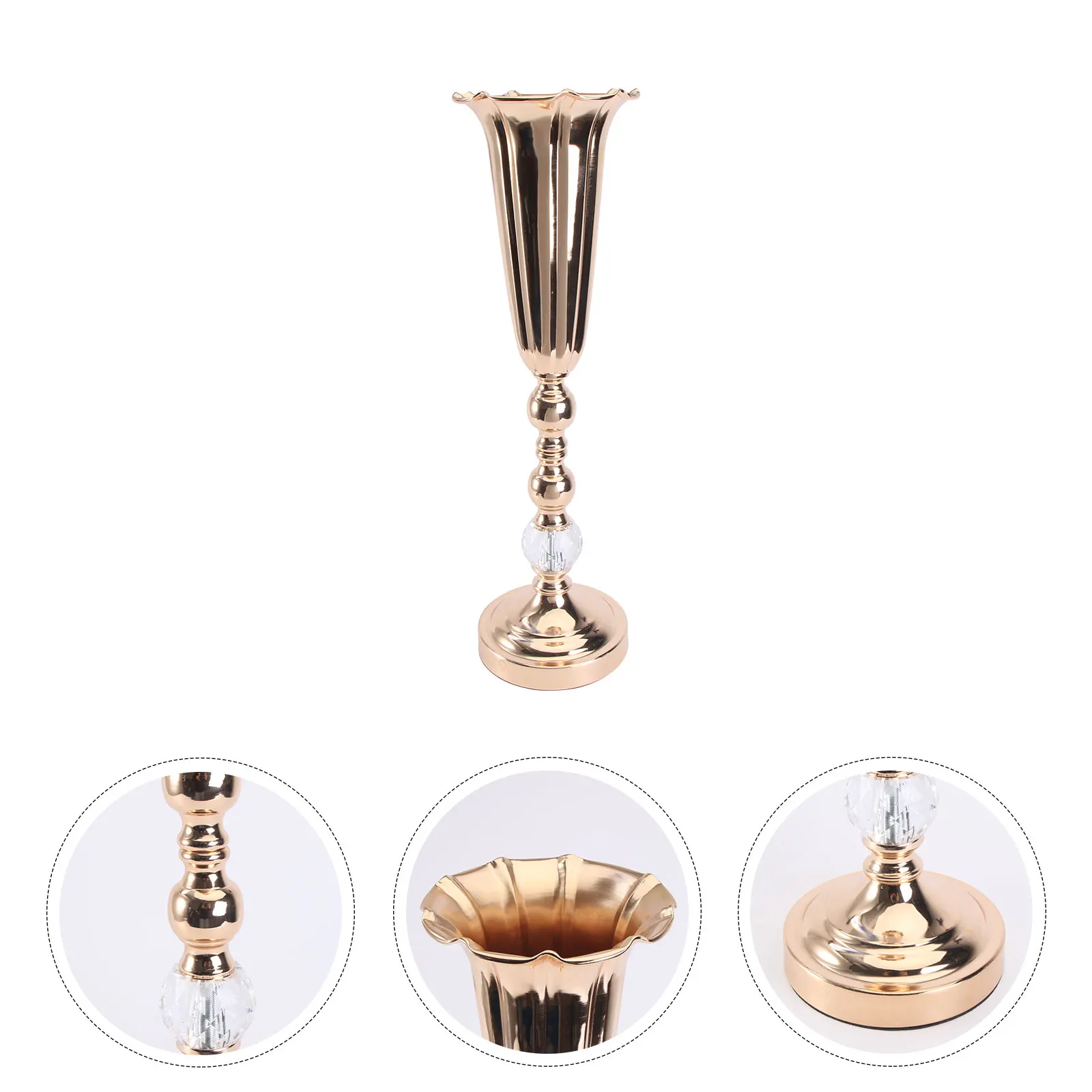 

Metal Vase Decorative Trumpet Arrangements Ceremony Centerpieces Smooth Bottle Mouth Thickened Bottom Safe Wedding Anniversary