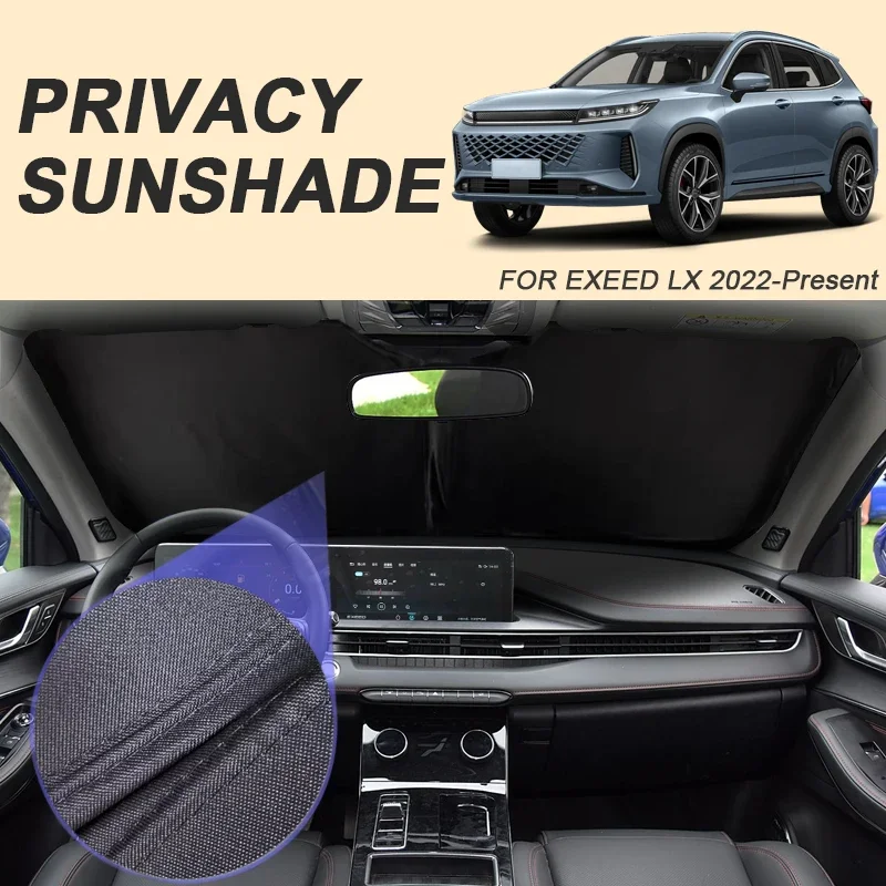 Car Black Window Privacy Sunshade For EXEED LX 2022-Present Auto Anti-UV Heat Insulation Protect Cover Interior Accessory