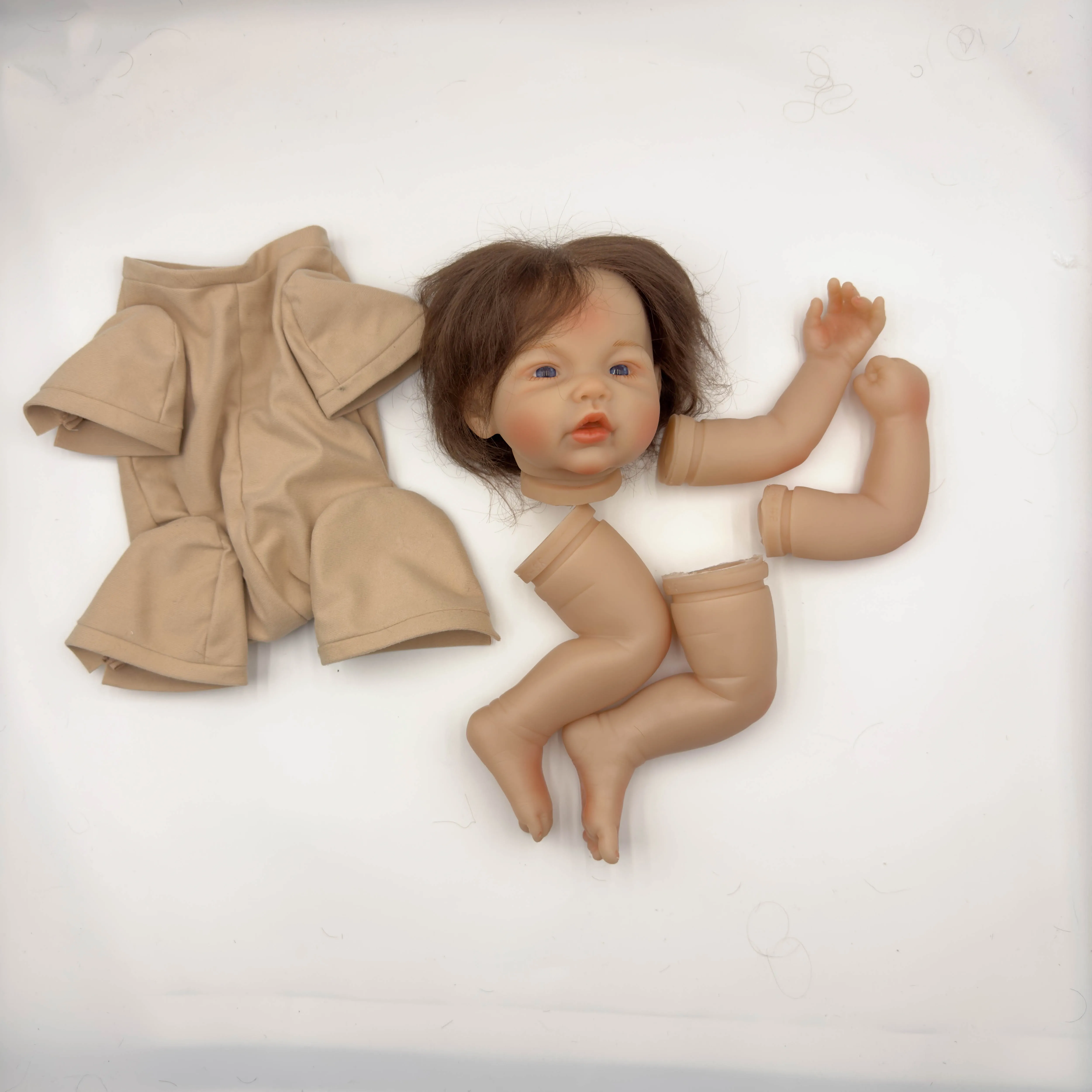 19 inch pasgeboren reborn pop kit meerdere lagen schilderen 3D huid levensechte ongemonteerde DIY pop onderdelen met handwortel-haar