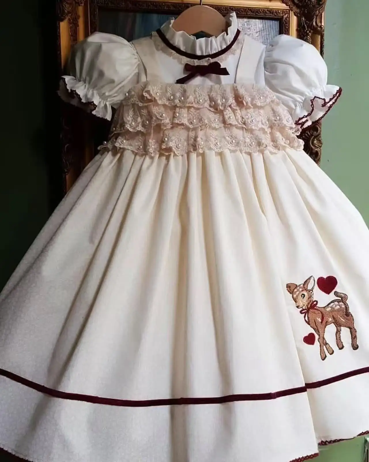 

Белое платье с жемчужным кружевом и вышивкой оленя для маленьких девочек от 0 до 12 лет для вечеринки, дня рождения, праздника B506