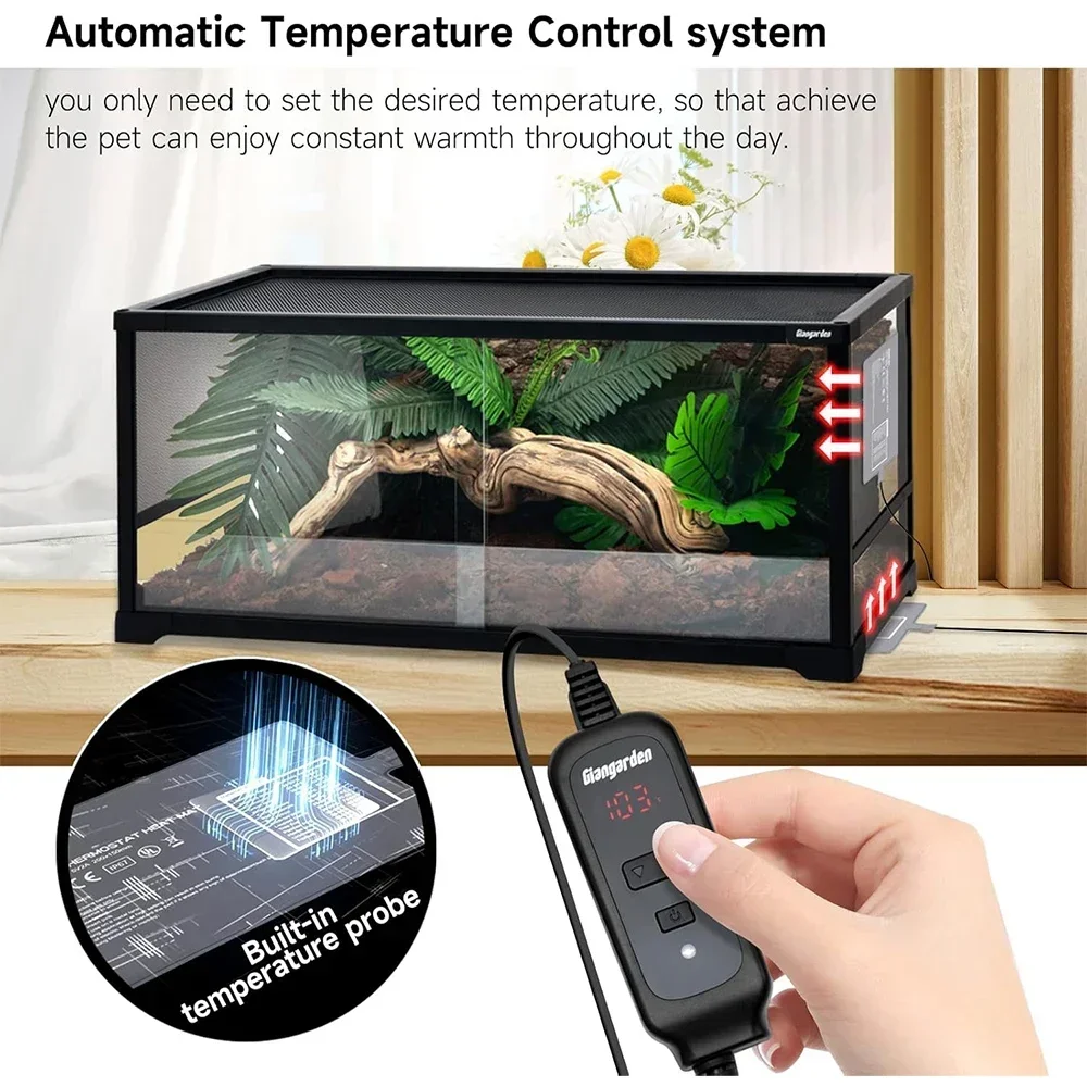 

Rapid Heat Reptile Heating Pad Waterproof Heating Mat for Amphibians Terrarium Automatic Temperature Control Pad for Lizard Cage