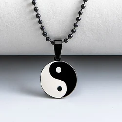 Classic Yin Yang Tai Chi Necklace Round Stainless Steel Necklaces For Men Taoist Jewelry