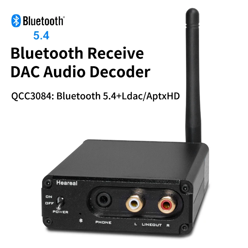

Hi-Fi Bluetooth-приемник-усилитель 5.4, беспроводной аудиоадаптер с оптическим и коаксиальным входами, aptX HD Lossless для домашней стереосистемы