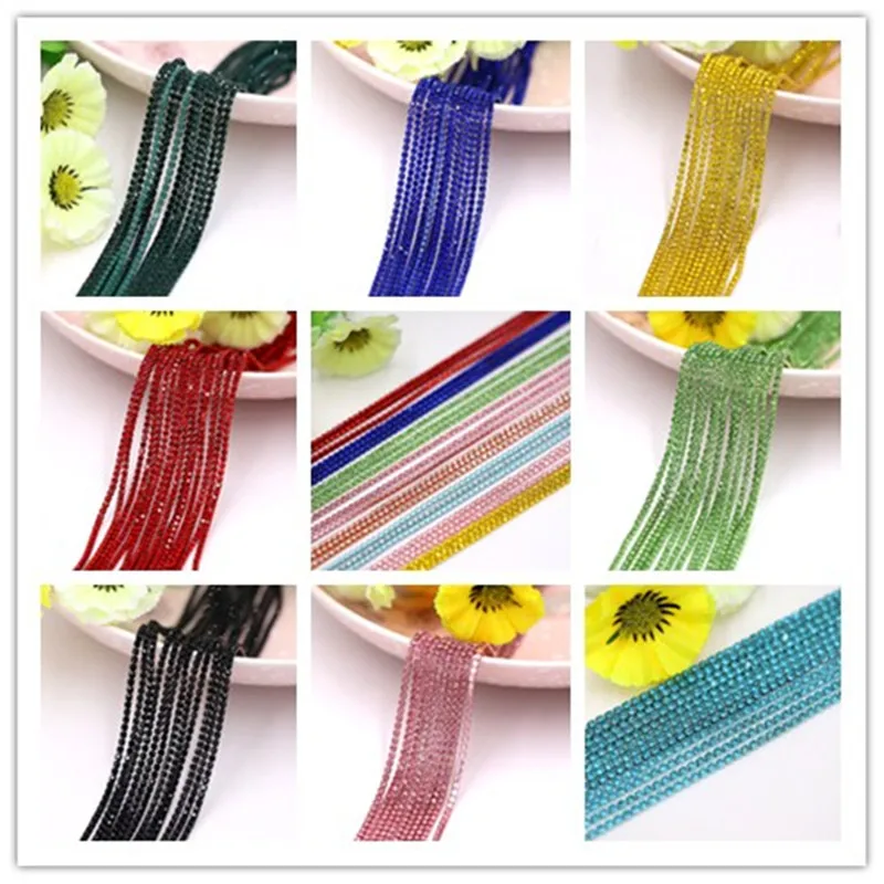 1 stocznia 22 kolor brokat pazur Rhinestone SS6 SS8 SS12 kryształ Tassel Diy ubrania kolczyk akcesoria koraliki diamentowy łańcuszek z kryształów górskich