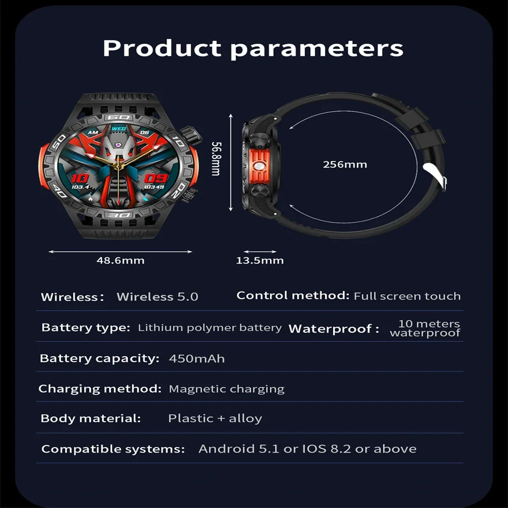 2024 novo relógio inteligente masculino bússola lanterna led freqüência cardíaca pressão arterial monitoramento de saúde relógios bluetooth chamada smartwatch