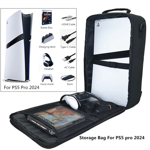 Imagen 2 del producto Recién llegado, bolsa de almacenamiento PS5 Pro, funda protectora, Estuche de transporte de gran capacidad para Playstation 5 PRO, mochila para consola de juegos