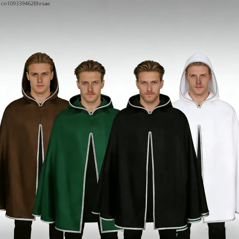 

Renaissance Retro Hooded Cloak Medieval Warrior Cosplay Costume Cape with Hood Vintage Capelet Unisex Adult Dress Up Outfits