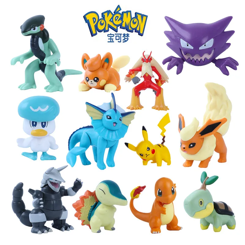 Nuevo 4-9CM Pokemon dibujos animados película Anime figura Gengar Pikachu Eevee dragón mascota figura de acción modelo juguete regalo de Navidad comprar a granel