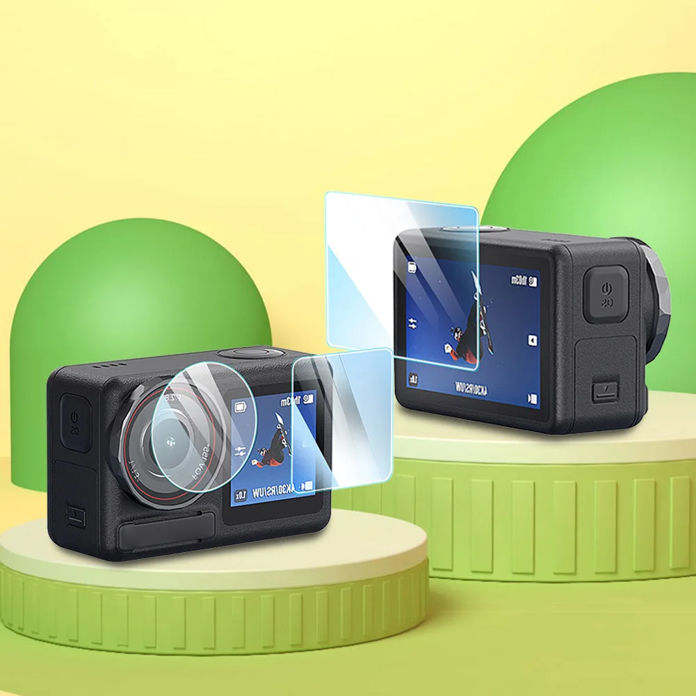 1/2 Set Screen Protector Ultra-Clear Screen Protector+Lens Protector+Front Screen Film Explosion-proof for DJI Osmo Action 5 Pro