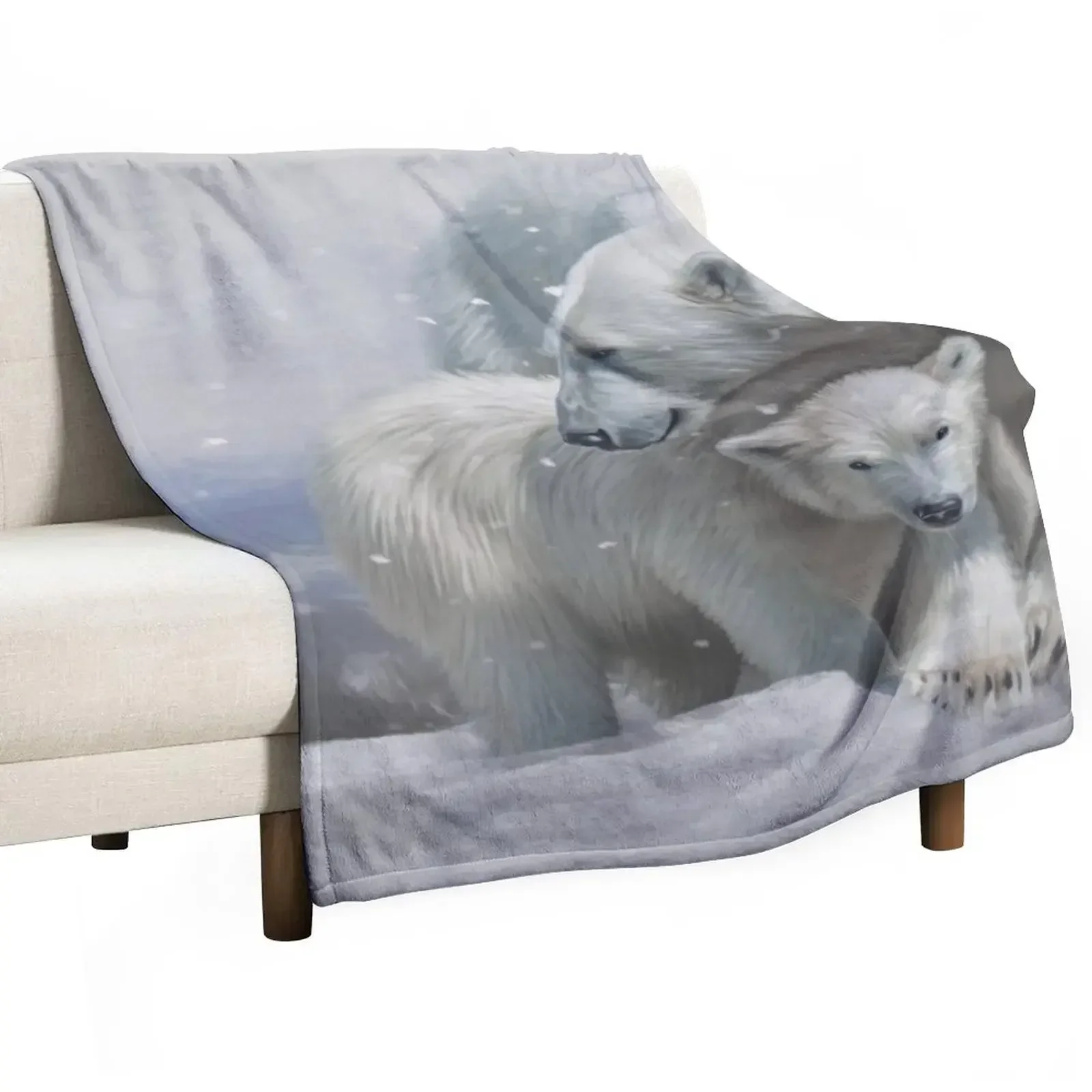 

Polar Bear Family Throw Blanket Moving Travel Bed linens Decorative Beds Blankets