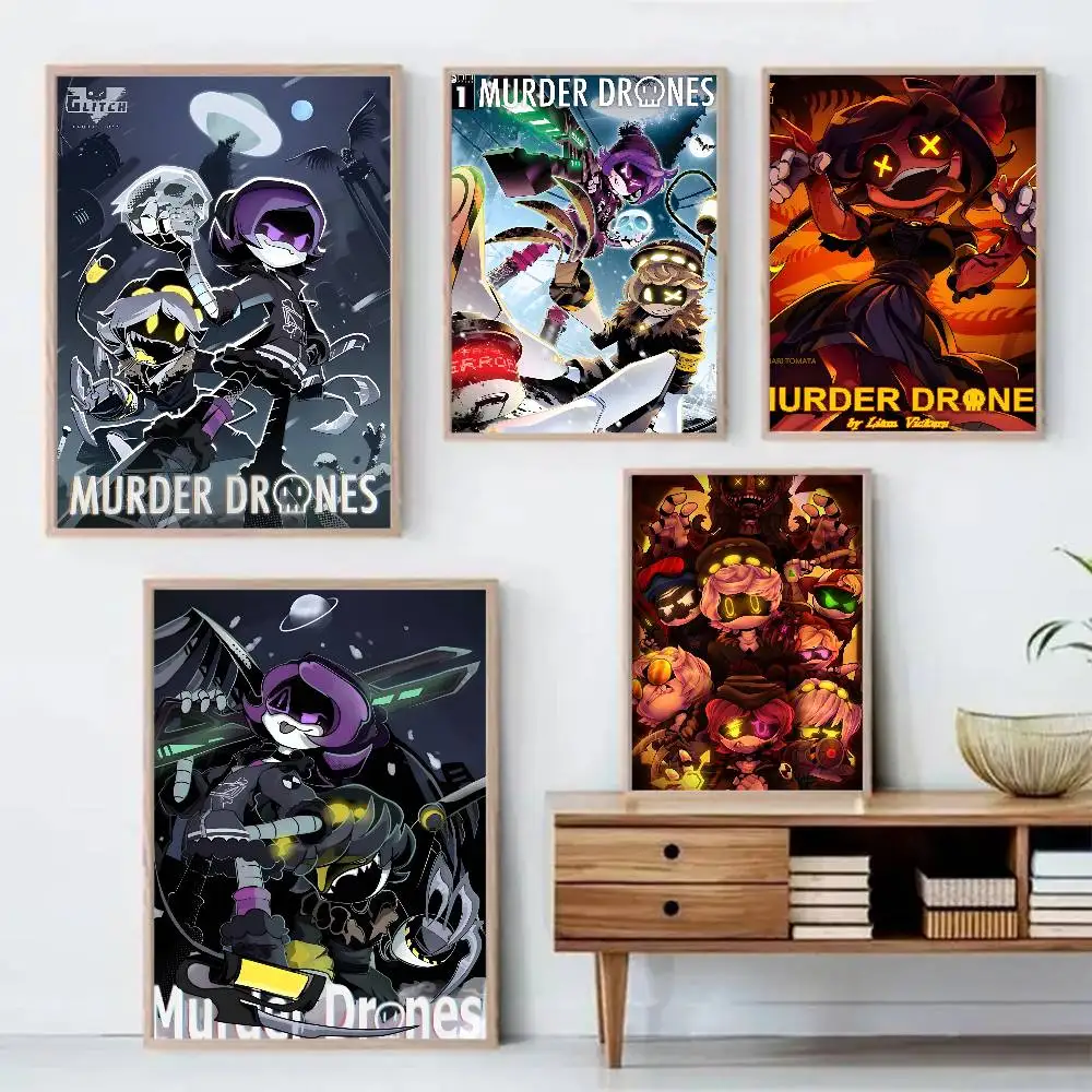 M-Murder Drones Classic Movie Poster Self-adhesive Art Waterproof Sticker Coffee House Dorm Room Wall Decor