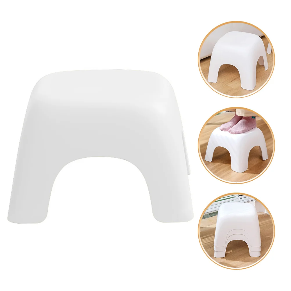 Kids Plastic Stool Non-Slip Lightweight Stackable Design Handle for Home Bathroom Kindergarten Office Children Footstool