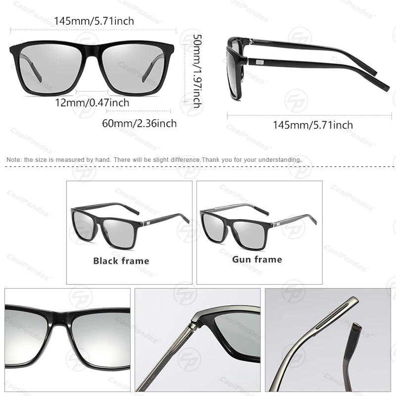 Classic Square Polarized Sunglasses Men Photochromic Anti-Glare Glasses For Women Ultra-Light Chameleon UV400 Driving Goggles