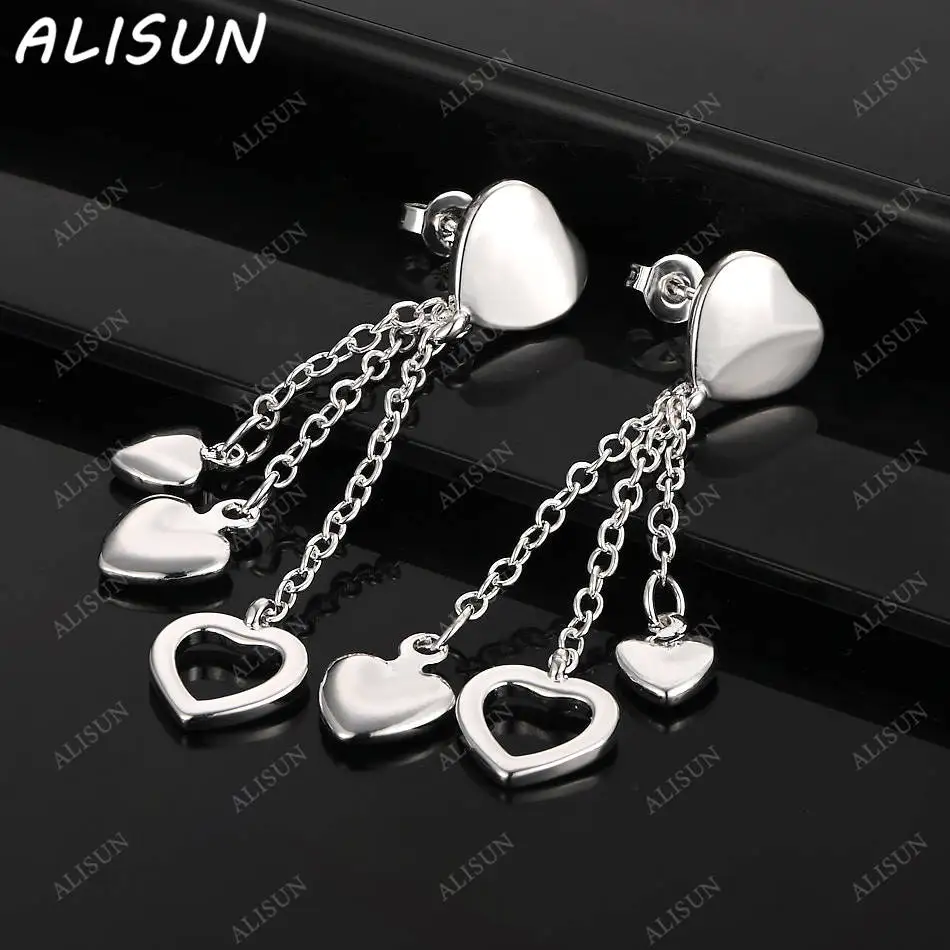 

ALISUN 925 Sterling Silver Heart Tassel Earrings Drop Earrings For Women Charm Trend Birthday Gifts Fashion Party Fine Jewelry