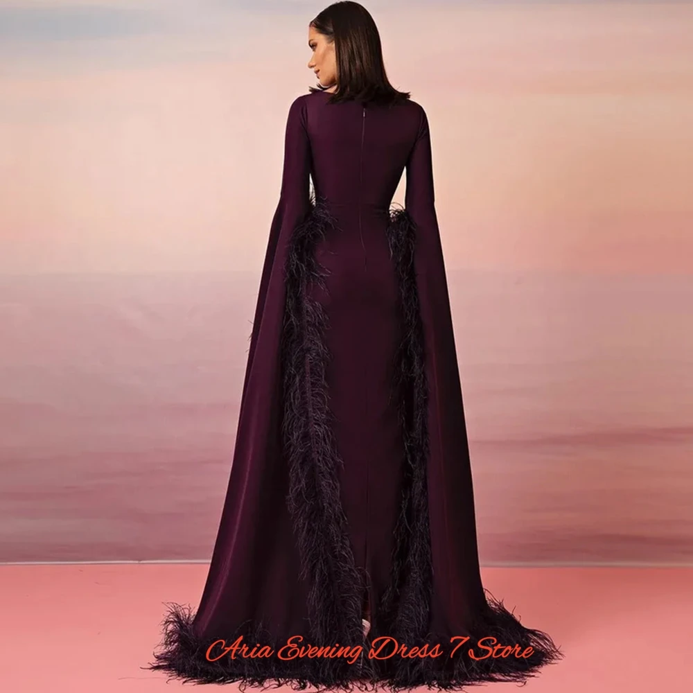 Elegant Jersey Long Sleeves Evening Dress High Quality Feathers Customized Prom Dresses Luxury Mermaid Special Occasion Gowns image 2