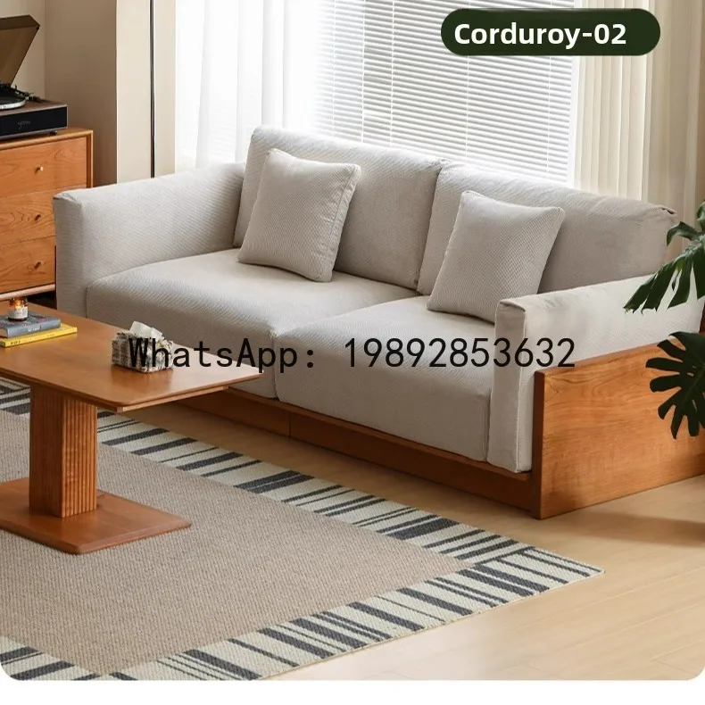 YFY Floor Sofa Small Apartment Solid Wood Removable Washable Nordic Fabric Sofa Wabi-Sabi Style New Model