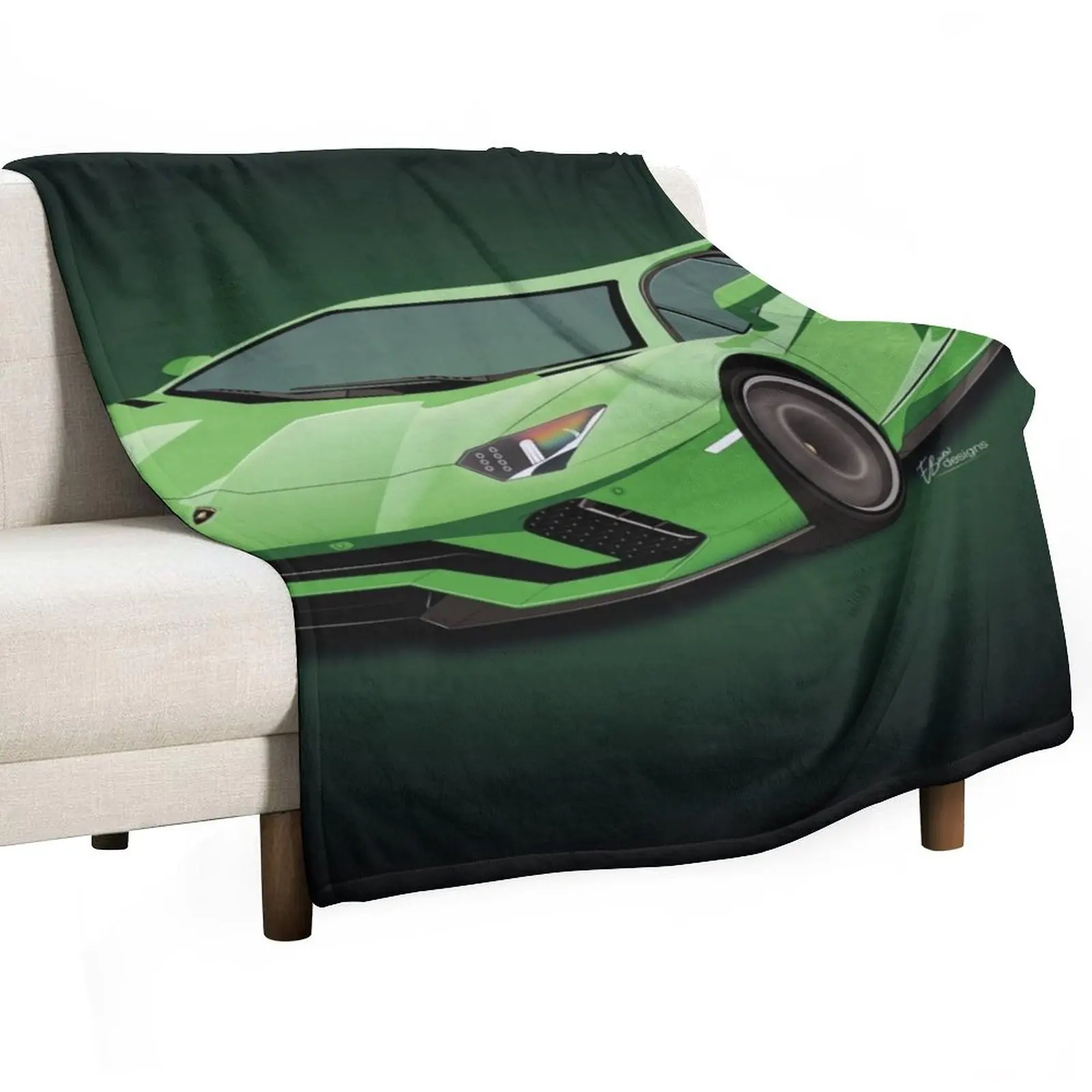 Lime Lambo Throw Blanket Thins Bed linens Flannel Fabric Blankets